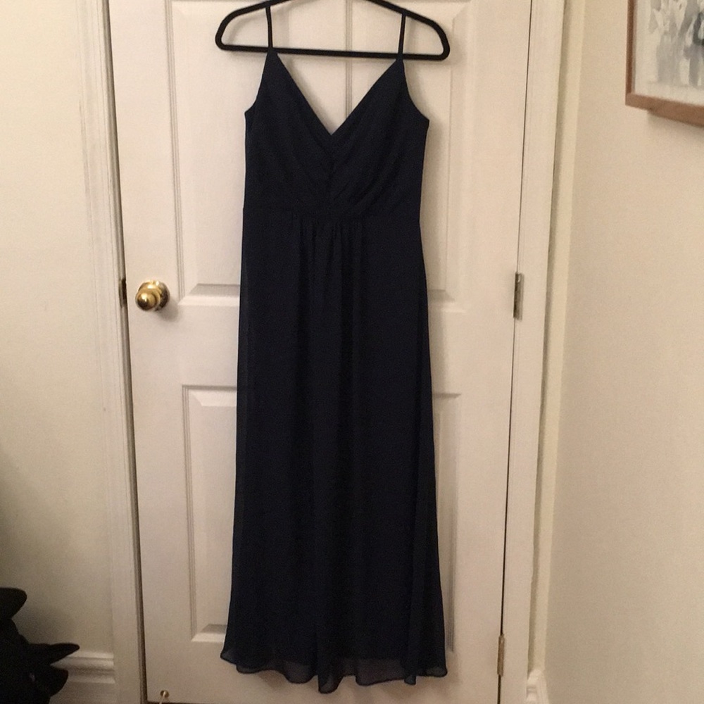 Navy Bill Levkof Chiffon Bridesmaid Dress #7034